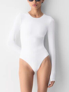Long-Sleeve White Bodysuit